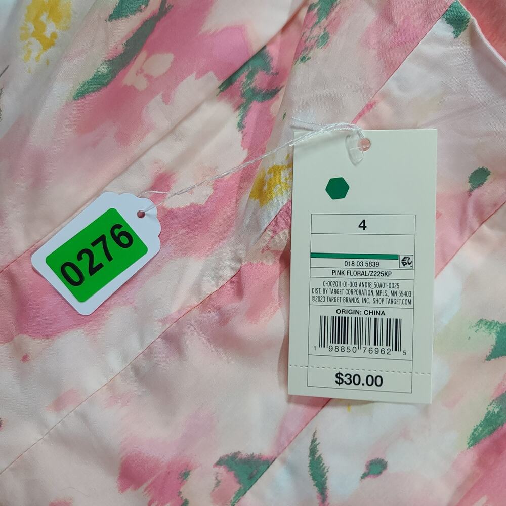 Floral fairy dainty pink dress A new day Size 4 feminine NWT soft garden party - Picture 4 of 10